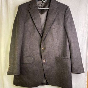 VTG Hunter Haig Gray Wool Herringbone Tweed Wool Sport Coat Blazer Jacket Sz 44